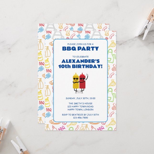 CUSTOMIZABLE BBQ BIRTHDAY PARTY INVITATION (Front/Back In Situ)