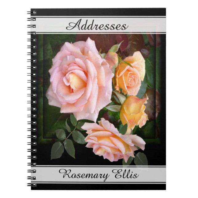 Customizable Beautiful Pink Roses Address Notebook (Front)
