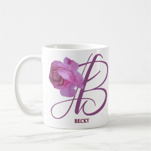 Customizable Becky name pink rose flowers boho  Coffee Mug