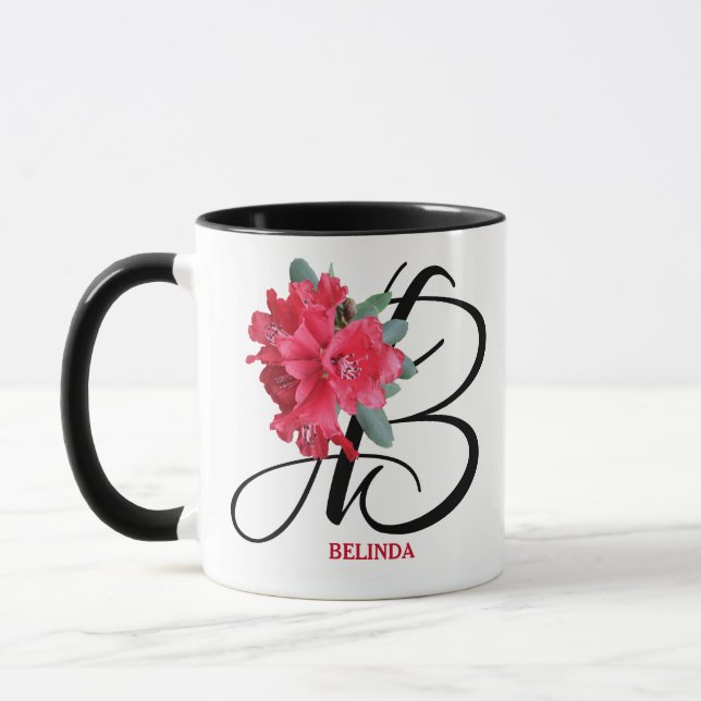 Customizable Belinda name red flowers trendy boho  Mug (Left)