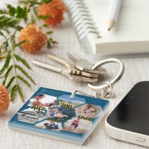 Customizable 'Best Dad Since' Photo Block Key Ring