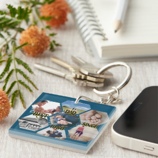 Customizable 'Best Dad Since' Photo Block Key Ring