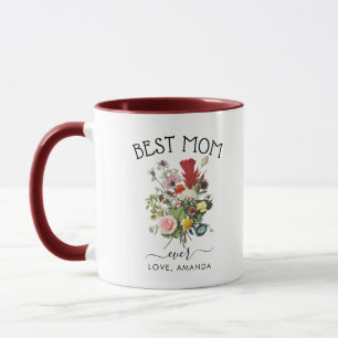 CUSTOMIZABLE Best Mum Ever   Pretty Rustic flowers Mug