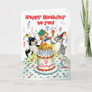 Customizable Birthday Card - Cats' Birthday Party