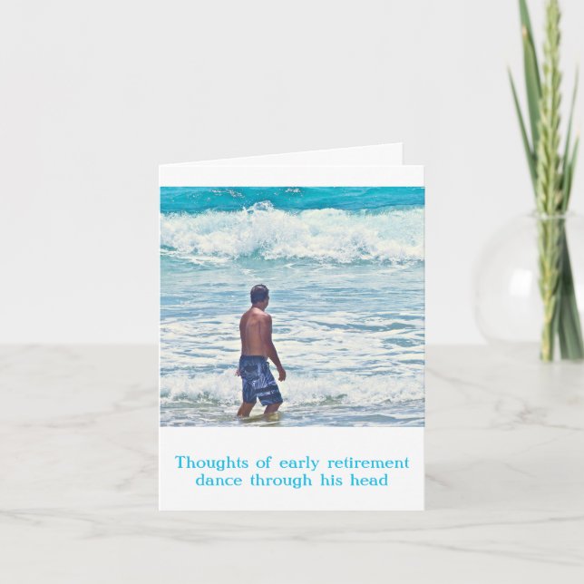 CUSTOMIZABLE BIRTHDAY CARD/ HUMOR/MAN WALKING BEAC CARD (Front)