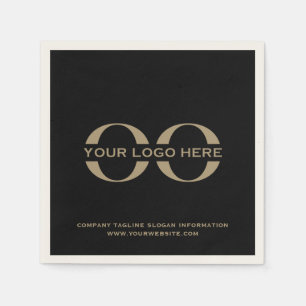 Customizable Black and Gold Logo Cocktail Napkin