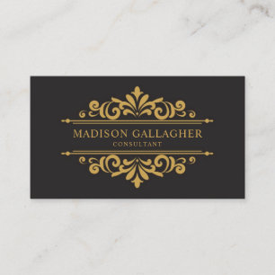 Customizable Black And Gold Monogram Professional Business Card