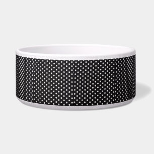 Customizable Black and White Polkadot Pet Bowl