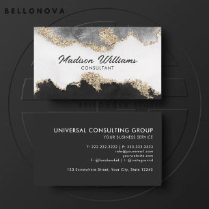 Customizable Black Gold White Grey Professional Business Card