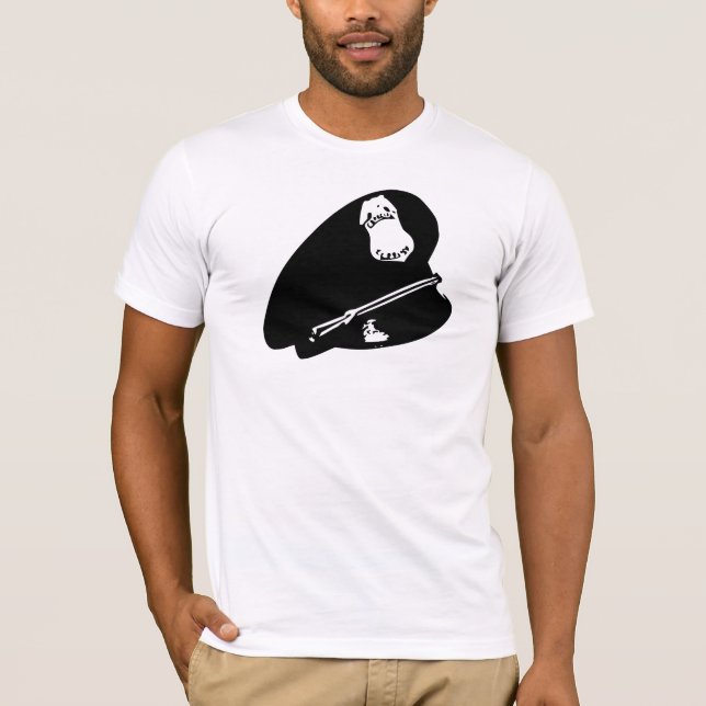 CUSTOMIZABLE BLACK LEATHER COP HAT T-Shirt (Front)