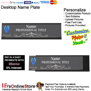 Customizable Black Name Plate with Logo & Slogan 5