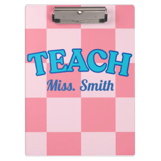 Customizable Blue and Pink Teacher Clipboards