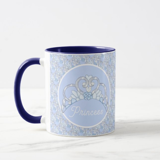 Customizable Blue and Silver Tiara Mug (Left)