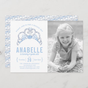 Customizable Blue Tiara Photo Birthday Invitation