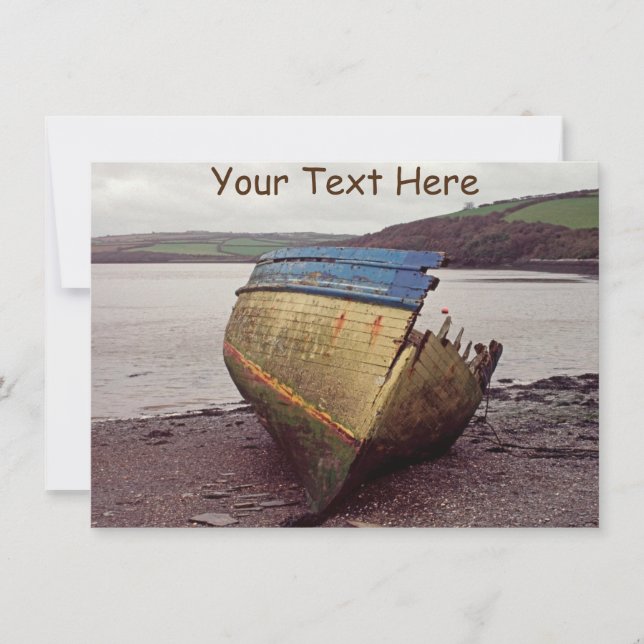 Customizable boat wreck, Cornwall, UK Card (Front)