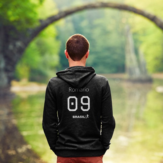 Customizable Brasil Soccer Black and White Edition Hoodie (Creator Uploaded)