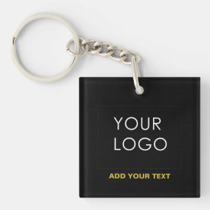 Customizable Business Add Logo Modern Black Key Ring