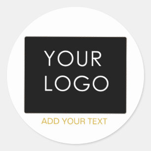 Customizable Business Add Logo Modern White   Classic Round Sticker
