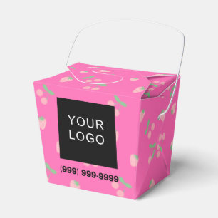 Customizable Business Logo Phone Pink Take Out  Favour Box