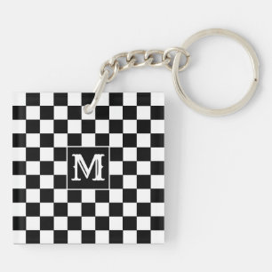 Customizable Capital Initial Checkers Keychain