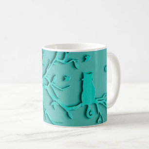 CUSTOMIZABLE CAT MUG, TURQUOISE BLUE COFFEE MUG
