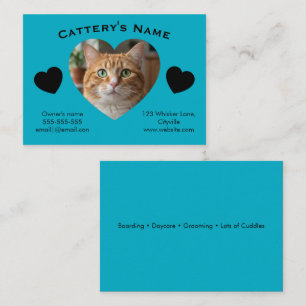 Customizable Cattery Business Card - Heart Photo