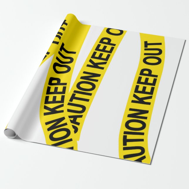 Customizable Caution Keep Out Wrapping Paper (Unrolled)