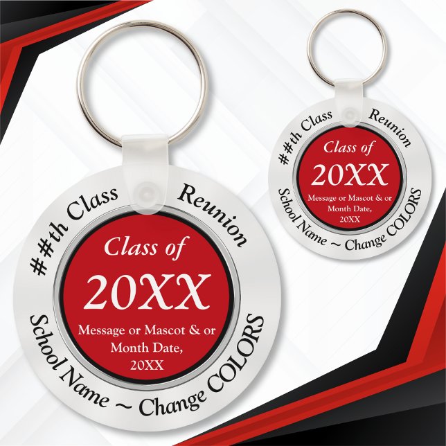 Customizable Cheap Class Reunion Souvenirs Reunion Key Ring (Red, Class Reunion Favors. 20 year class reunion ideas. 20th class reunion. 30th class reunion.)