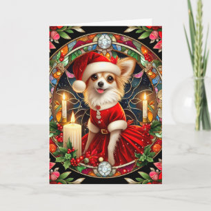 Customizable Christmas Card Chihuahua Santa