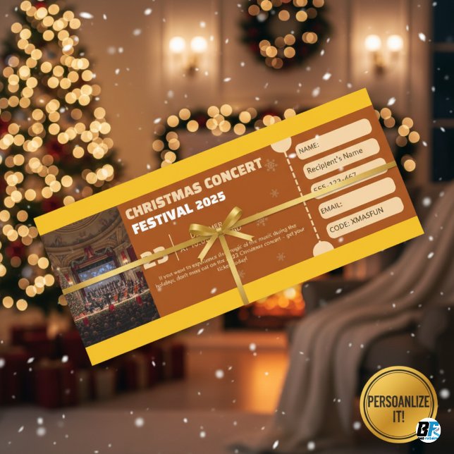 Customizable Christmas Concert Festival Gift TickT Invitation (CHRISTMAS FESTIVAL CONCERT)