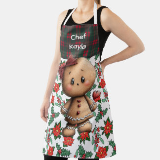 Customizable Christmas gingerbread baker Apron