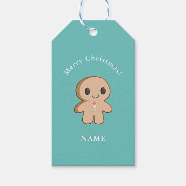 Customizable Christmas Gingerbread Person Tag (Front)
