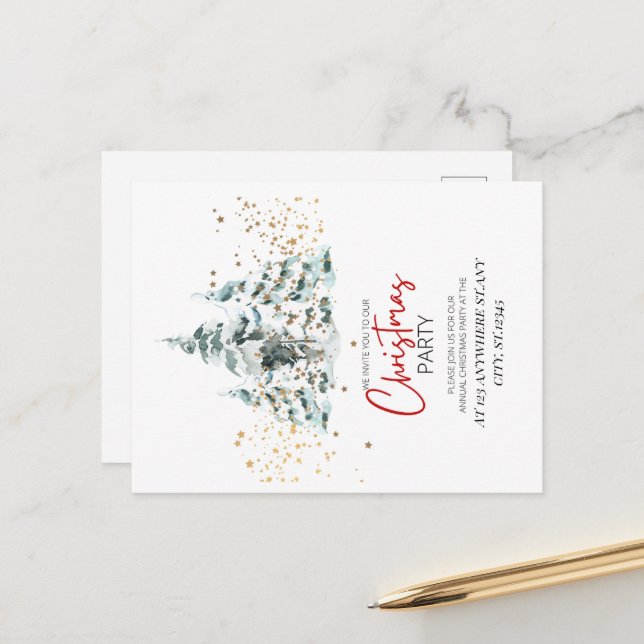 Customizable Christmas Party Postcard (Front/Back In Situ)