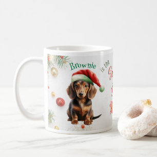 Customizable Christmas Santa Mini Dachshund Coffee Mug