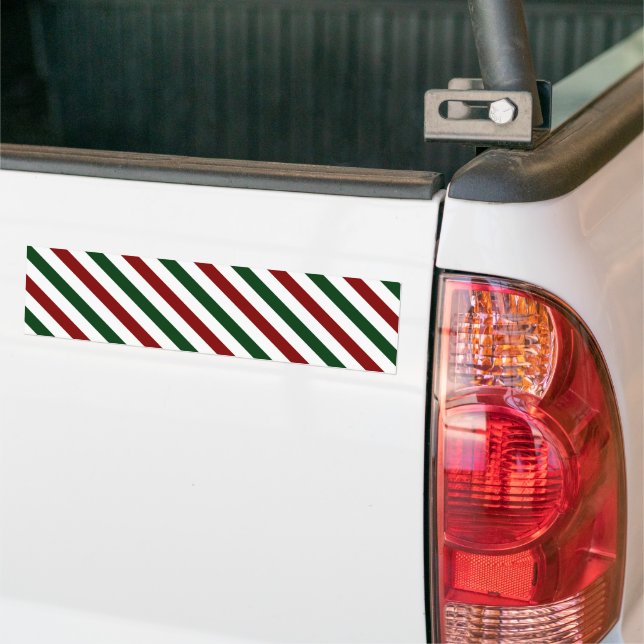 Customizable Christmas Stripes Bumper Sticker (On Truck)