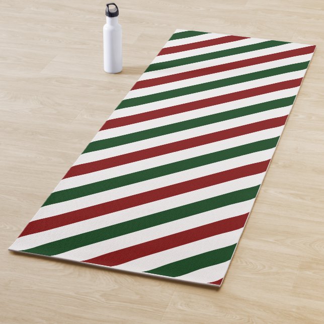 Customizable Christmas Stripes Yoga Mat (In Situ)