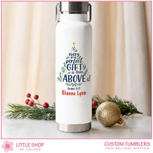 Customizable Christmas Tree Bible Verse Water Bottle