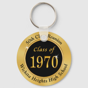 Customizable Class Reunion Key Rings Black, Gold