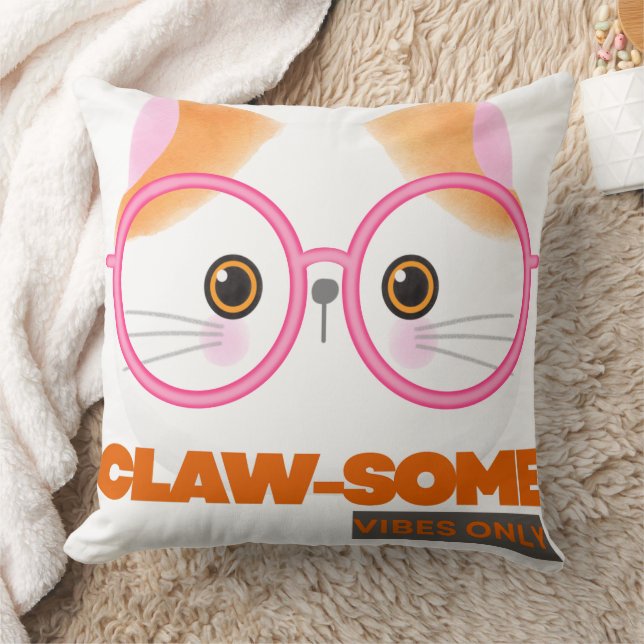 Customizable Claw-Some vibes only Cat Cushion (Blanket)