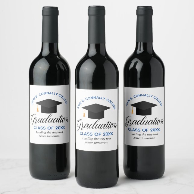 Customizable College Graduation Party 2024 Wine Label (Bottles)