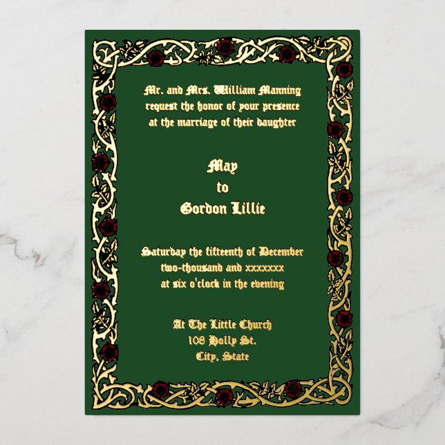 Customizable Colors Floral Foliage Vine Border (Front)