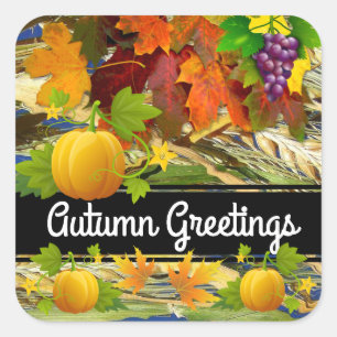 Customizable Colourful Thanksgiving Square Sticker