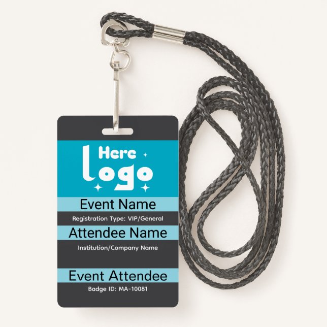 Customizable conference and expo badge template ID badge (Front with Lanyard)