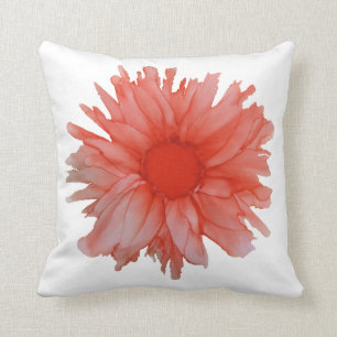 Customizable!!! Coral Daisy Handpainted Cushion
