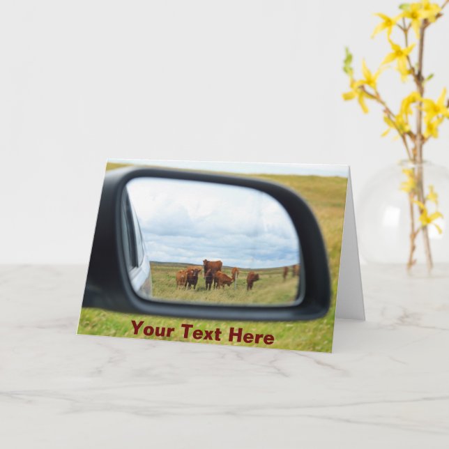 Customizable cows in the mirror card (Yellow Flower)