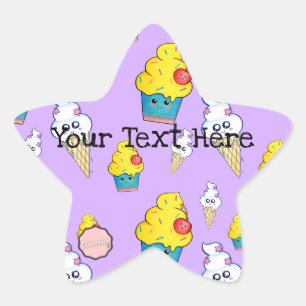 Customizable Cupcake Ice Cream Cone Star Sticker
