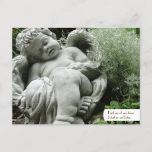 Customizable Cupid in an English Garden Postcard
