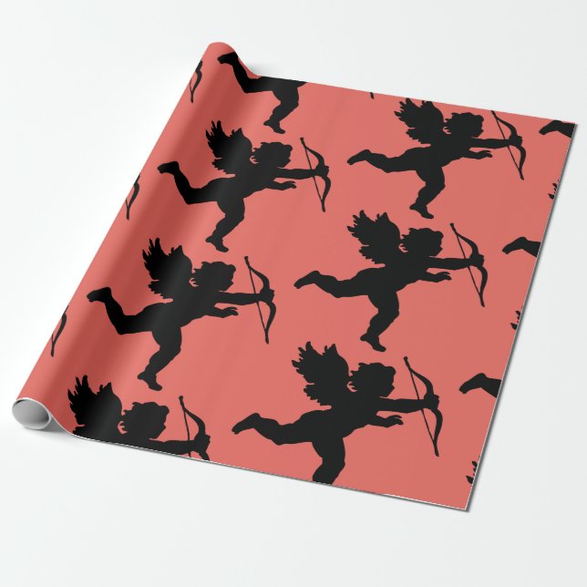 CUSTOMIZABLE CUPID Valentine's Day Wrapping Paper (Unrolled)