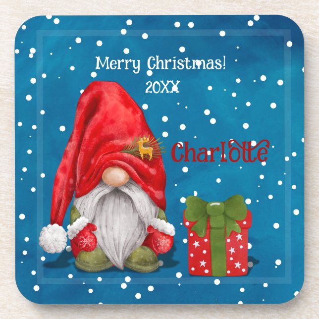 Customizable Cute Father Christmas  Coaster (Front)