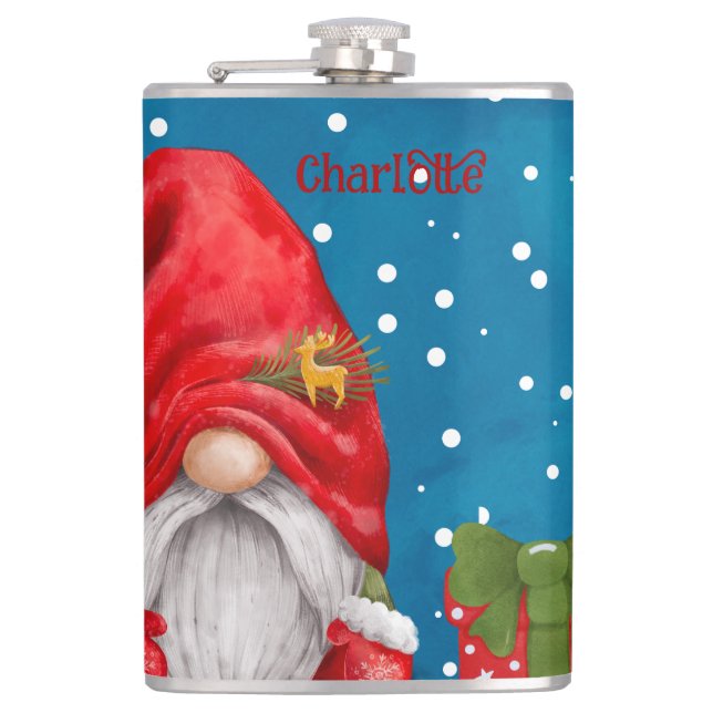 Customizable Cute Father Christmas Hip Flask (Front)
